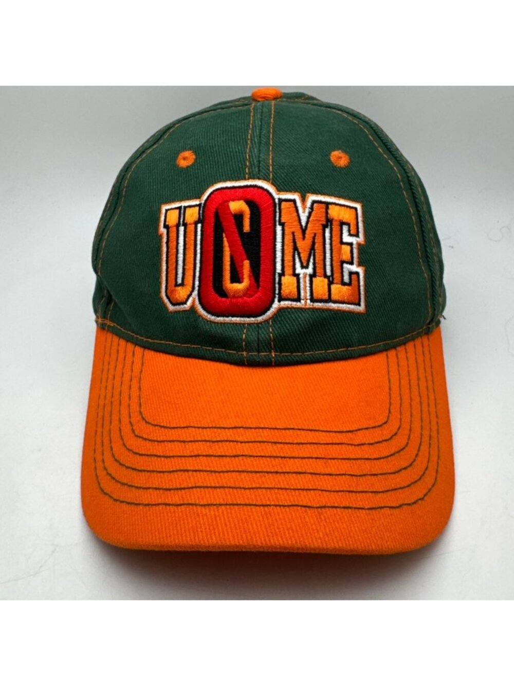 WWE John Cena U C ME Never Give Up HLR Baseball Cap Hat Green Orange Authentic